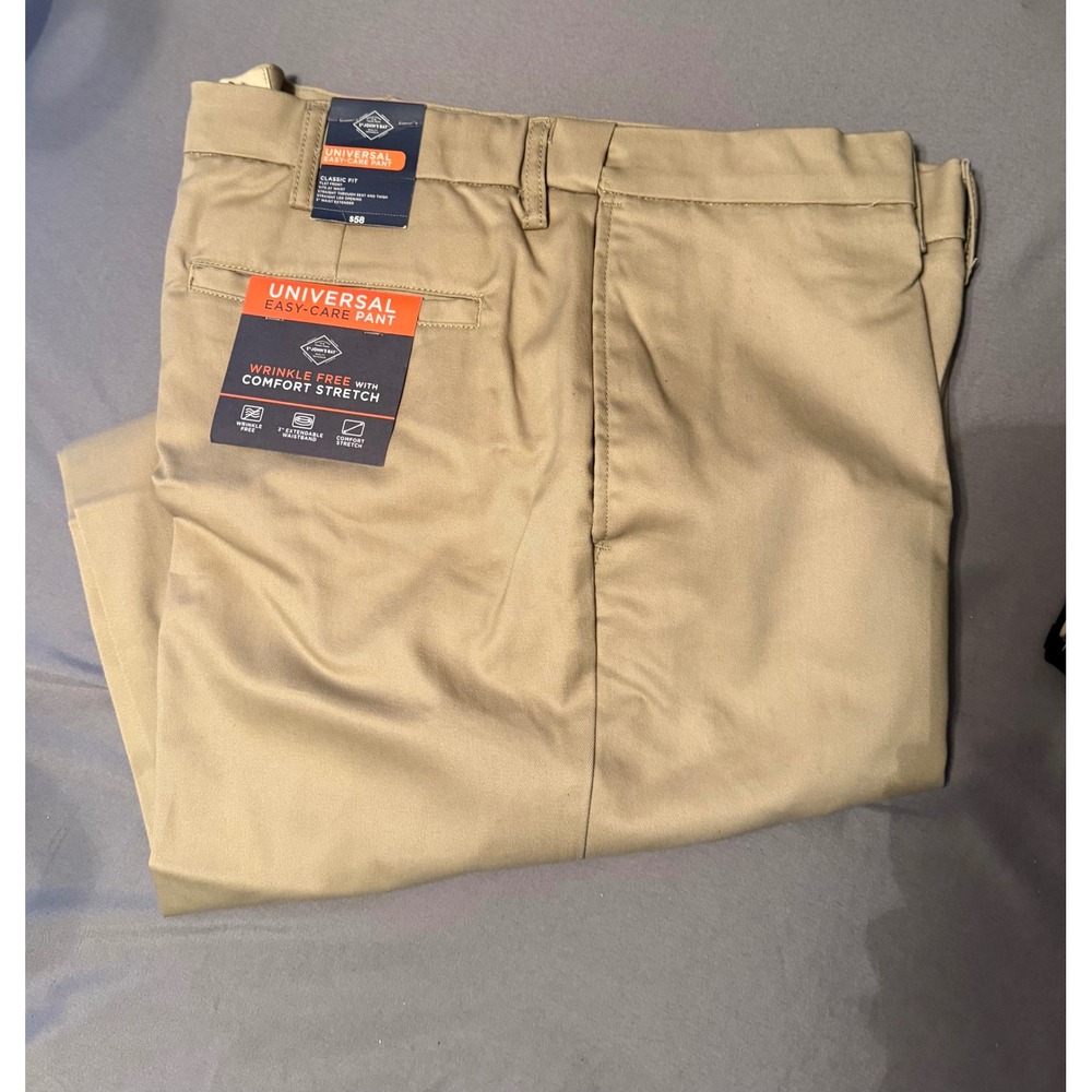 NWT St. John's Bay Mens Universal Easy-Care Pant Khaki 38x38 Classic Fit - Picture 2 of 3